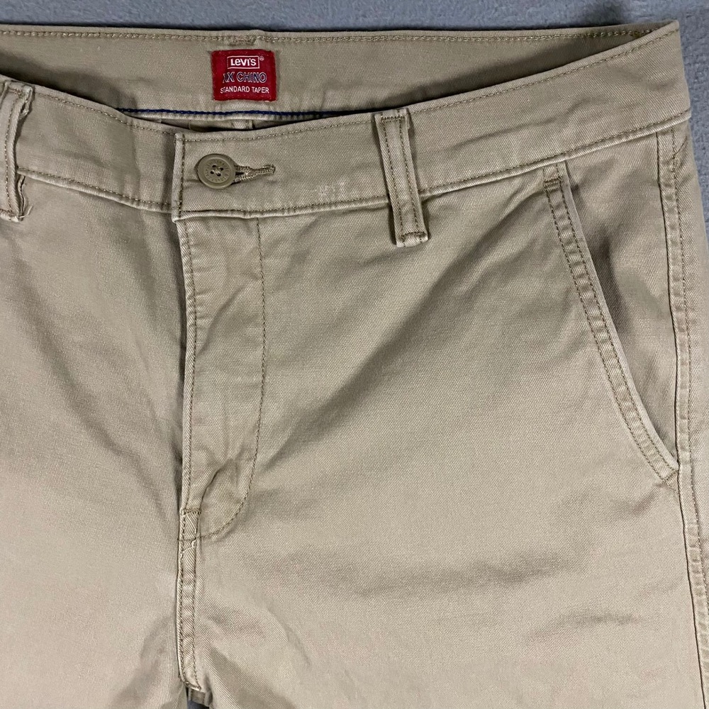 Levis XX Chino Standard Taper Pants Mens 32x32 Khaki Tan Stretch Twill